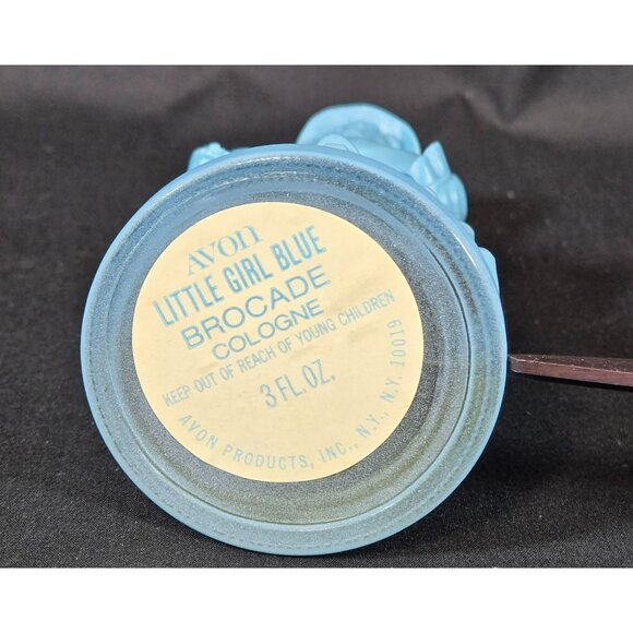 Vintage 70s Avon Decanter Bottle Lady Little Girl Blue Mostly Full -Display Only - Picture 7 of 8